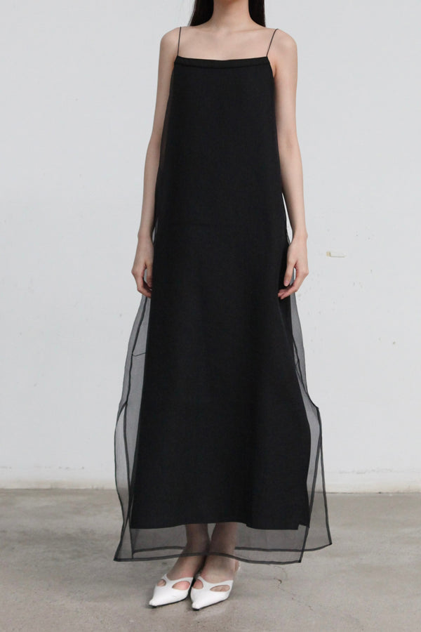 SWAYING 25 Spring and Summer Two-piece Suspender Long Dress SW-SW25SS2L07C2-HEI Black SW25SS2L07C